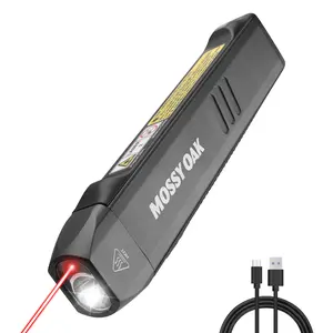 Mossy Oak Rechargeable Flat Flashlight, 1200LM Pocket Work Light with Red Light, Magnetic Base & Clip, Slim 5-Mode LED Flashlight for EDC, Outdoor & Home Use - Gray