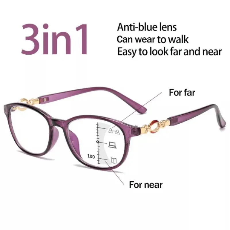 OYKI 3 in 1 Progressive Multifocal Reading Glasses Women Computer Presbyopia Eyeglasses Easy to See Far Near +1.0 To +4.0 summer outfit cute glasses summer simple blue light glass men cute eyewear unisex fit chic glasses