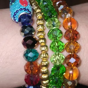 4 piece crystal rondelle bead bracelet with Earth tone colors