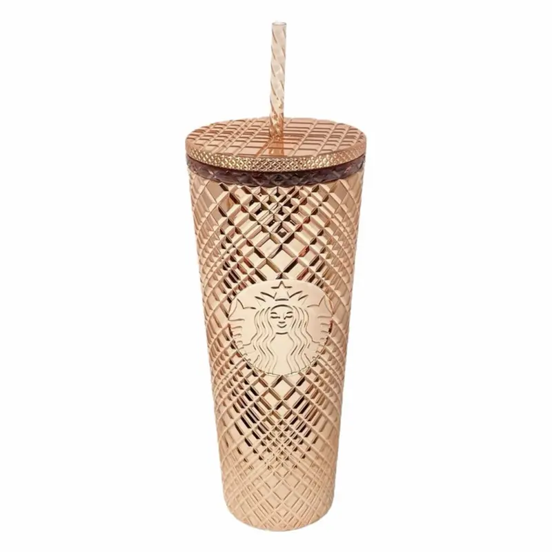 Rare Rose Gold 2023 Limited Edition Starbucks 24oz Metallic Plastic Collectible Cold Cup