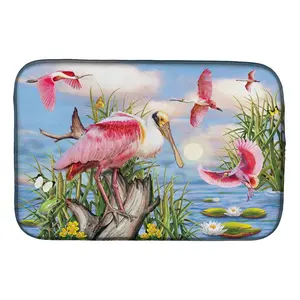 212 MAIN Roseate Spoonbill Decorative Rectangular Dish Drying Mat, 14x21 in, Waterproof Placemat, Kitchenware Accessory for Home Tableware