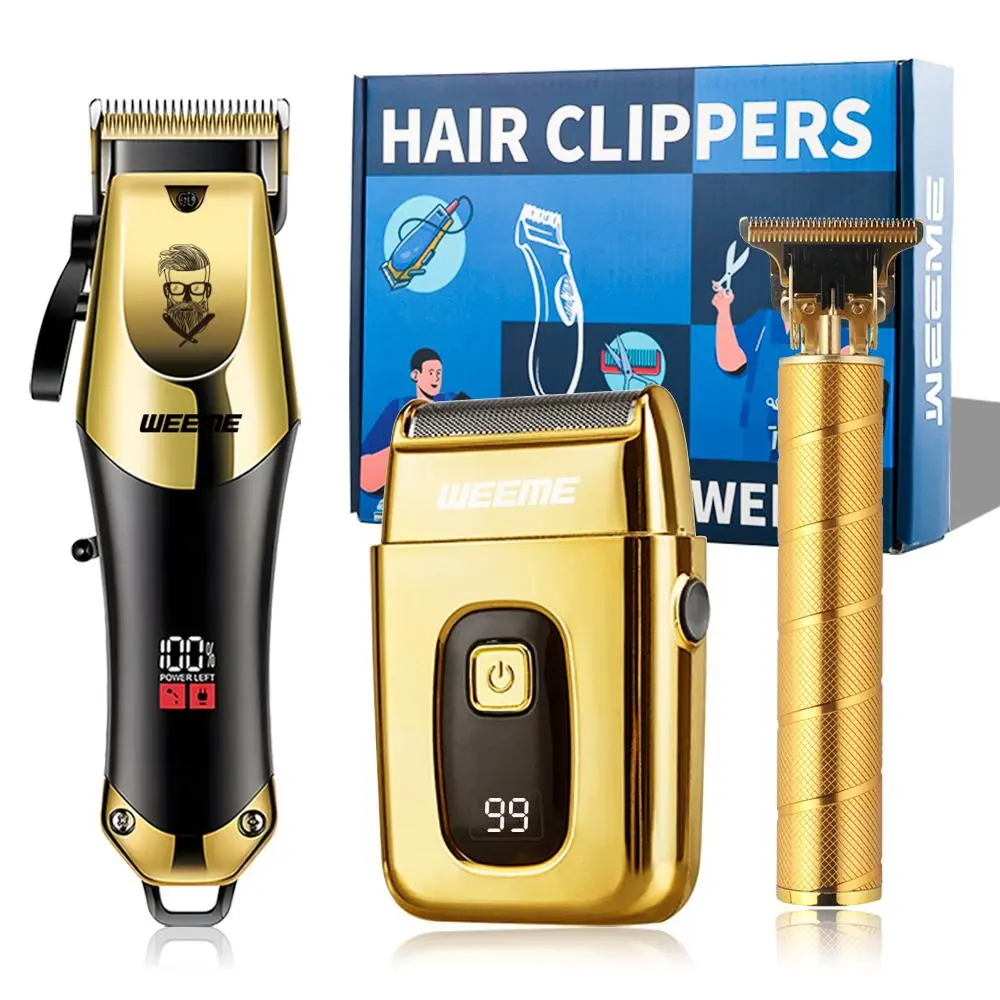 Weeme 3pcs Electric Hair Trimmer Set, USB Rechargeable, Cordless Clipper, Trimmers Set, Includes Comb, Lightweight Portable, Ideal for Travel or Home Use, Perfect Gift for Men