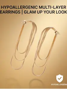 Hypoallergenic Multi-Layer Snake Chain Tassel Dangle Earrings for Women, Hypoallergenic Jewelry, 2 Colors Long Drop Threader Earrings for Daily Wear Office Date Night Wedding, Ideal Gift for Girlfriend on Birthday Valentine's Day Christmas
