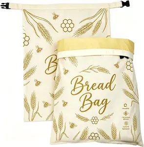 Reusable Beeswax Bread Bags, 2-Pack 13x17in Eco-Friendly Kitchen Storage Containers, Moisture-Locking Sustainable Fresh Food Preservation for Sourdough