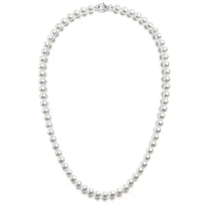 PAVOI 925 Sterling Silver Round White Simulated Shell Pearl Necklace Strand - Pearl Choker Necklace - Jewelry for Women