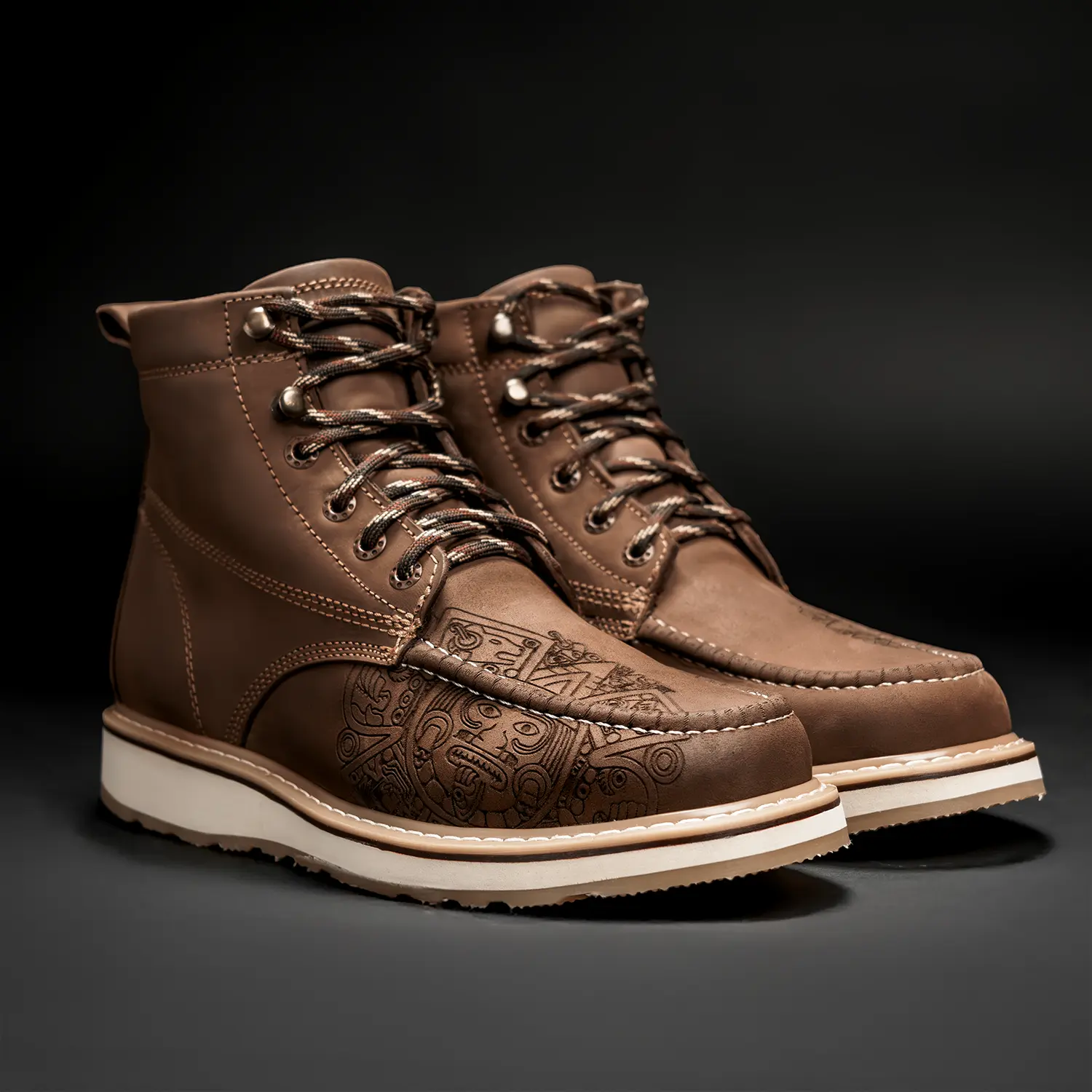 HAMMER Original RAZA AZTECA Leather Work Boots Dual Density Sole Lace Up