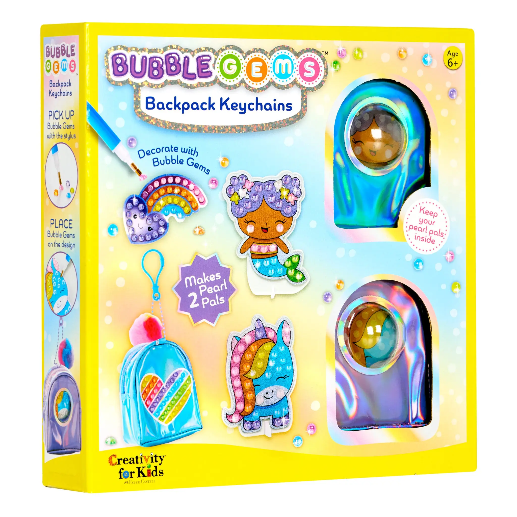 Kids' 2-Pack Mini Backpack Keychains DIY Diamond Painting Craft Kit - Iridescent Unicorn & Mermaid Designs, No-Mess Sticker Art Activity for Creative Play, Easter Basket Gifts