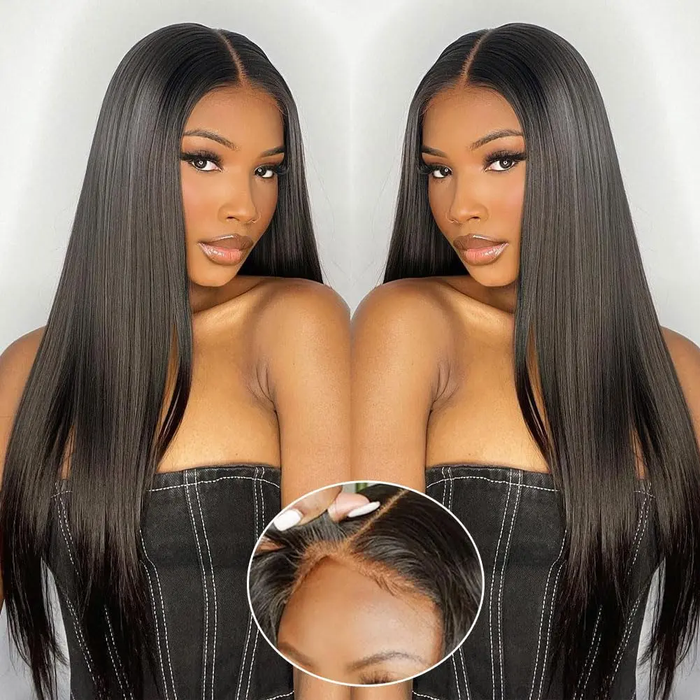 30-inch HD Lace Front Glue-Free Wig—Natural Hairline, 180% High-Density Straight Human Hair, Pre-Bleached and Pre-Cut, Ready to Wear Style #WigTok #SummerMakeover Glueless Beginner Wig Lace Body Wig Lace Body Wig