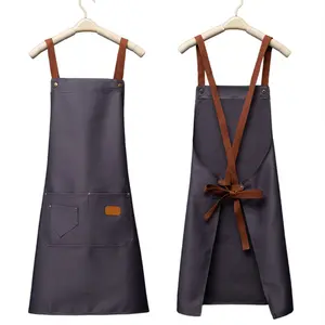 Household Kitchen Apron, 1 Count Brown Apron for Cooking Catering Coffee Shop with Cross Straps, Dirt Resistant Apron, Kitchen Cooking Aprons