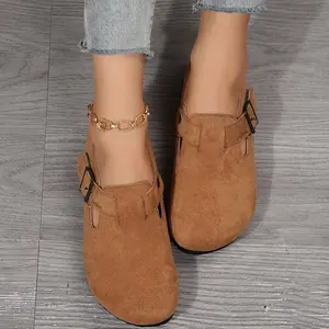 Women's Artistic Retro Cork Clogs Comfortable and Stylish Beach Essentials with Cork Footbed Slippers Cork Footed Mules Apricot
