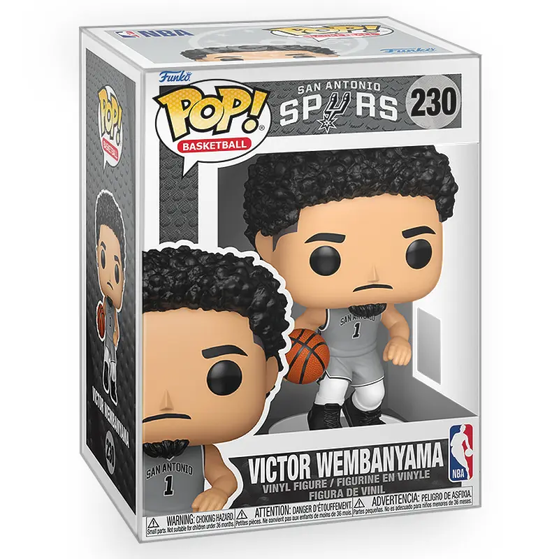 Funko POP NBA Basketball: San Antonio Spurs - Victor Wembanyama (Statement Edition Jersey) Vinyl Figure with Epic Collectibles Premium Box Protector Included