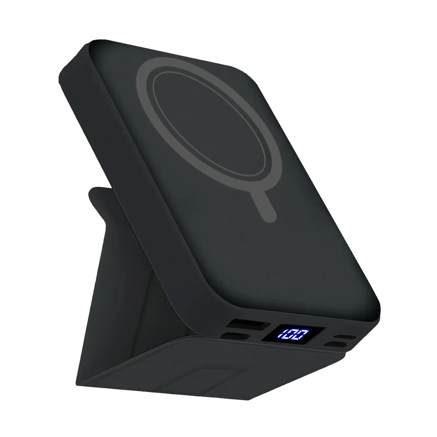 MagSafe Wireless Power Bank 10000mAh, 22.5W PD Fast Charging Portable Battery with Built-in USB-C & Lightning Cables, Stand, LED Display for iPhone 17/16/15/14/13/12, Android Smartphones