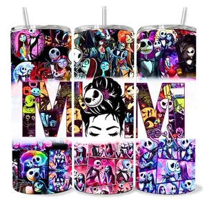 Mom Jack and Sally 20 oz Tumbler - BPA Free, stainless steel, Leak proof, durable, with clear lid
