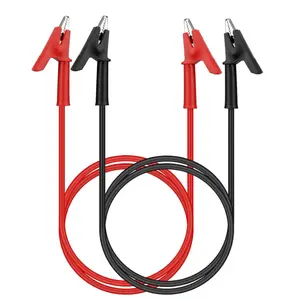2pcs Alligator Clips Test Leads Set Dual Ended 15A Test Lead Wire Cable with Insulators Clips with Protective Jack Copper Clamps for Electrical Testing 3.3 ft/1m