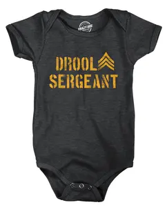 Drool Sergeant Baby Bodysuit Funny Military Army Sarcastic  Infant Jumper Funny Baby Onesies Funny Sarcastic Onesie Novelty Onesie Black