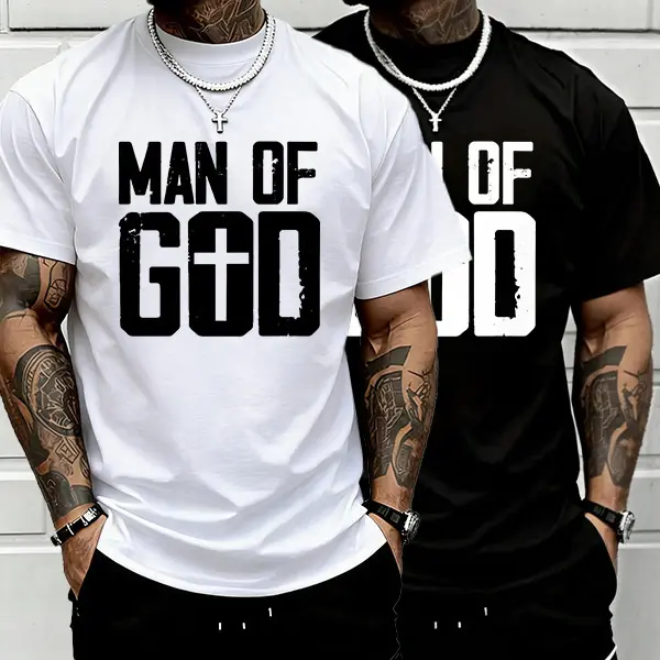 Men’s retro motivational graphic T-shirt featuring a Christian cross faith print; premium tee with an emo rock punk core vibe; heavyweight crew neck-a must-have for vintage parties and streetwear., Plain, Shortsleeve, Menswear