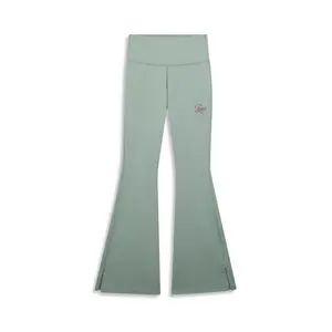 PUMA Womens Essentials Script Flare Leggings Casual - Green