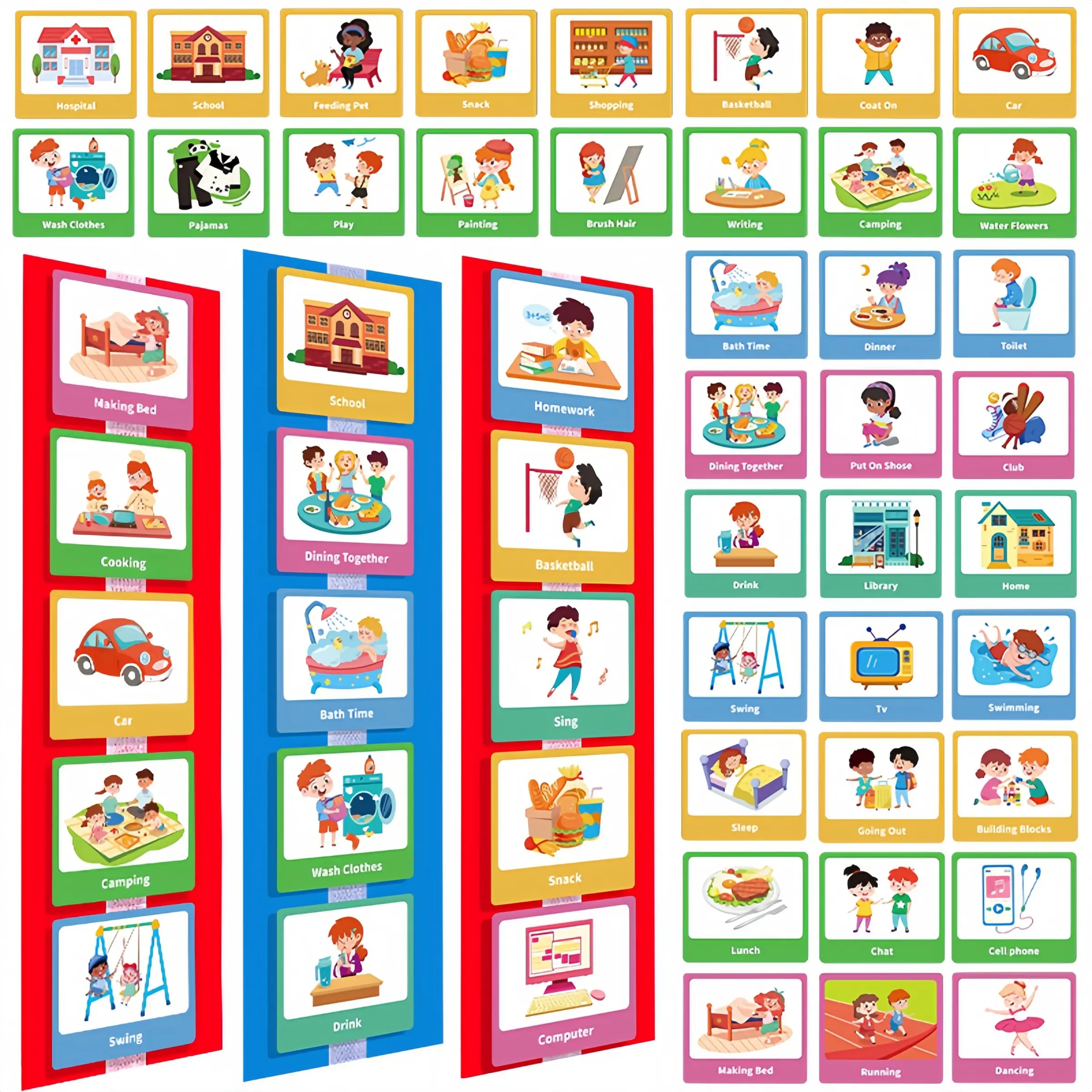 Children Behavior Visual Schedule, Non-Language Communication Aid, Daily Planning Tool, Educational Toy for Kids, Visual Assistance, Visual Learning Tools