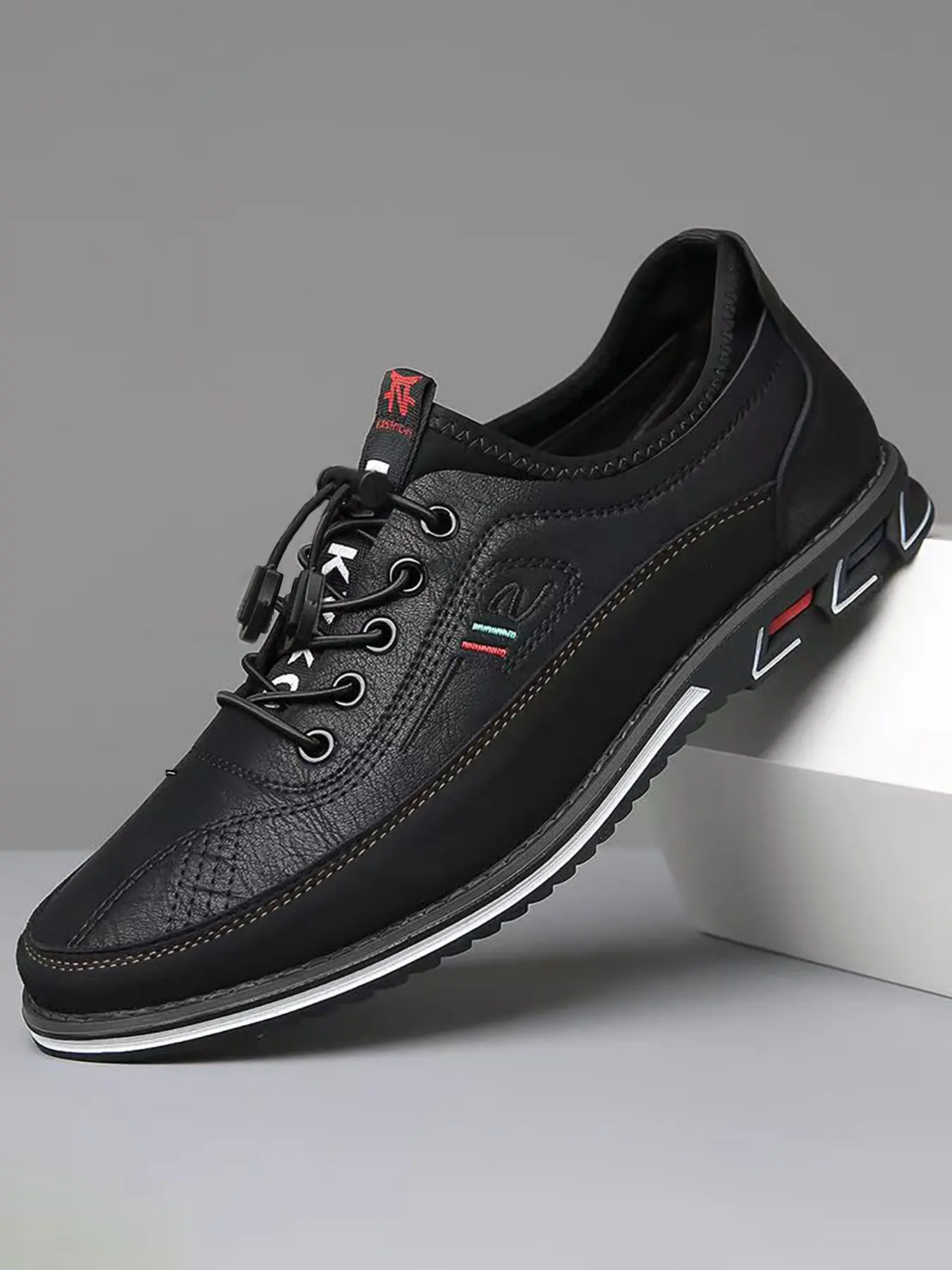Men's Flat Dance Shoes, Dance Footwear, Pointed Toe, PU Leather Upper, PVC Sole, Casual Style, All Seasons, Less Than Ankle Height, One Size Smaller, Dancing Shoes