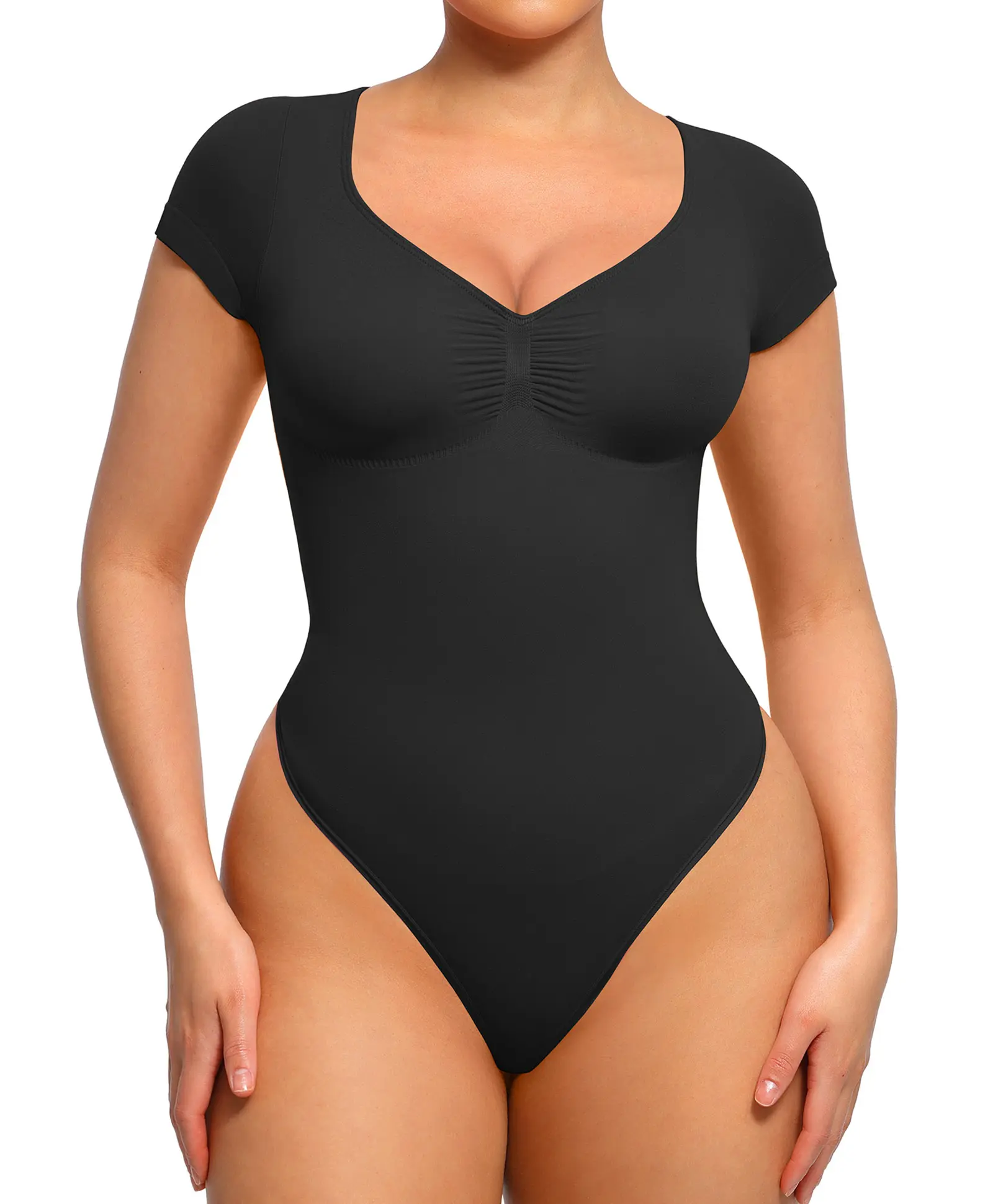 FeelinGirl Seamless short sleeve Thong Bodysuit Covered Bust Jumpsuit Fit Comfort Womenswear dealsforyoudays FeelinGirl Seamless short sleeve Thong Bodysuit Covered Bust Jumpsuit Fit Comfort Womenswear dealsforyoudays