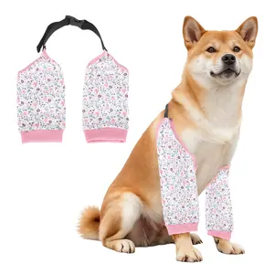 PETAXCELL Dog Leg Sleeves, Dog Recovery Suit for Front Legs Pet Sleeves Elbow Protector Brace (L, Floral Print, Polyester), for Knee Recovery Prevent Scratching