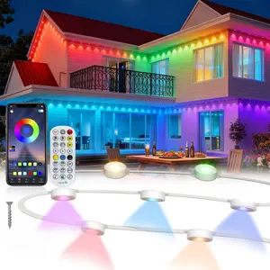 Beatineon 150ft RGB+IC Permanent Outdoorlights Pro, Smart APP Controlled Christmas Lights, IP68 Waterproof 90 LEDs String Lights with Premium Packaging