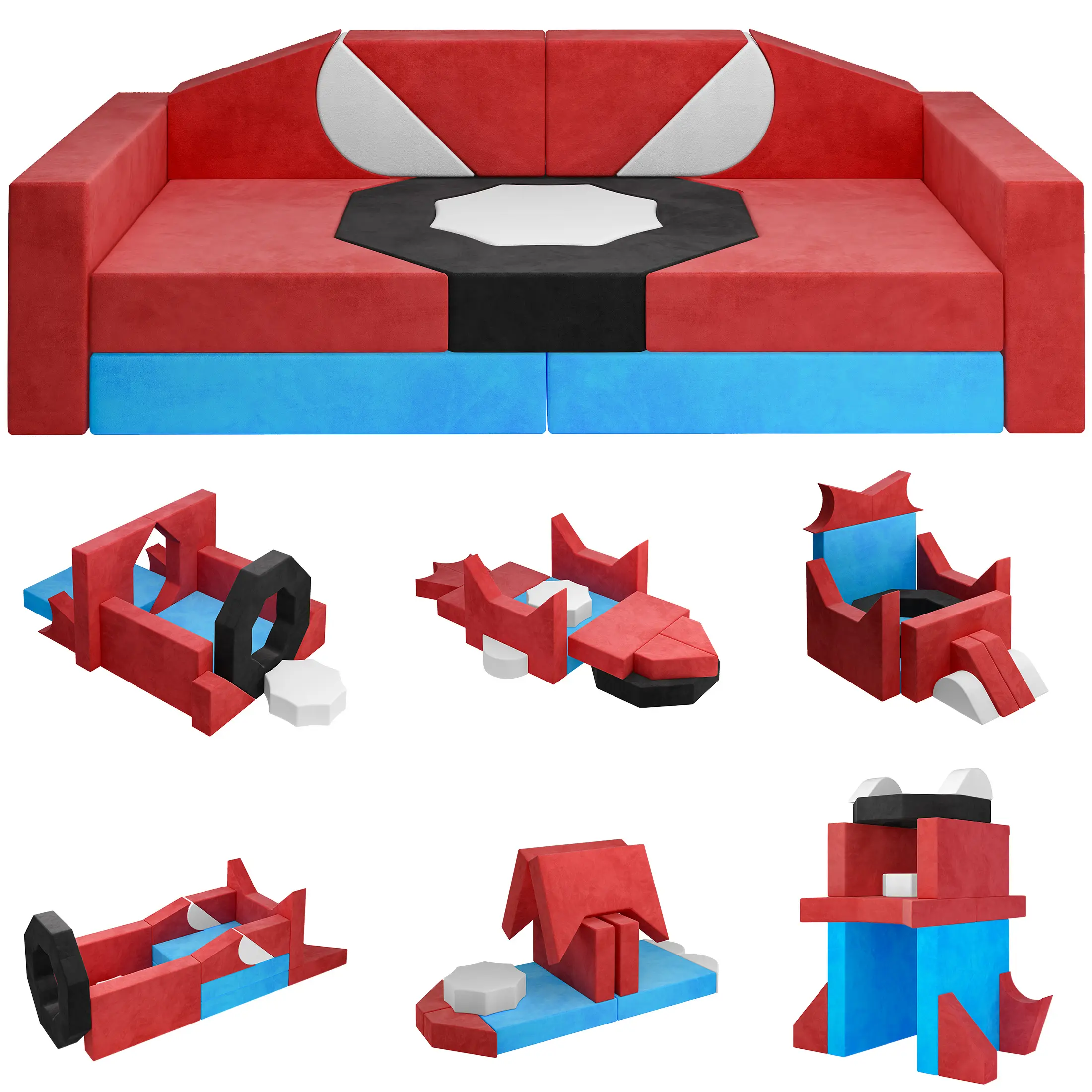 Segmart 14 Piece Modular Kids Play Couch, Convertible Toddler Sofa for Play, Sleep and Imagination, Soft Foam Couch Toy for Boys and Girls,  Indoor Foam Play Furniture for Building, Climbing, Learning Fun