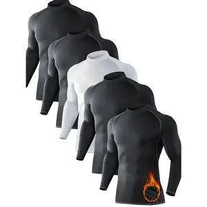 5 Pack Men's Long Sleeve Fleece Lined Thermal Turtle Mock Neck Compression Undershirt Base Layer Tops with Polo Flag Print Quick-Dry Hoodie for Workout Letter Women's Ribbed Tank Tops Breathable Cropped Tank Top Backless High Neck Tank Top Menswear Set