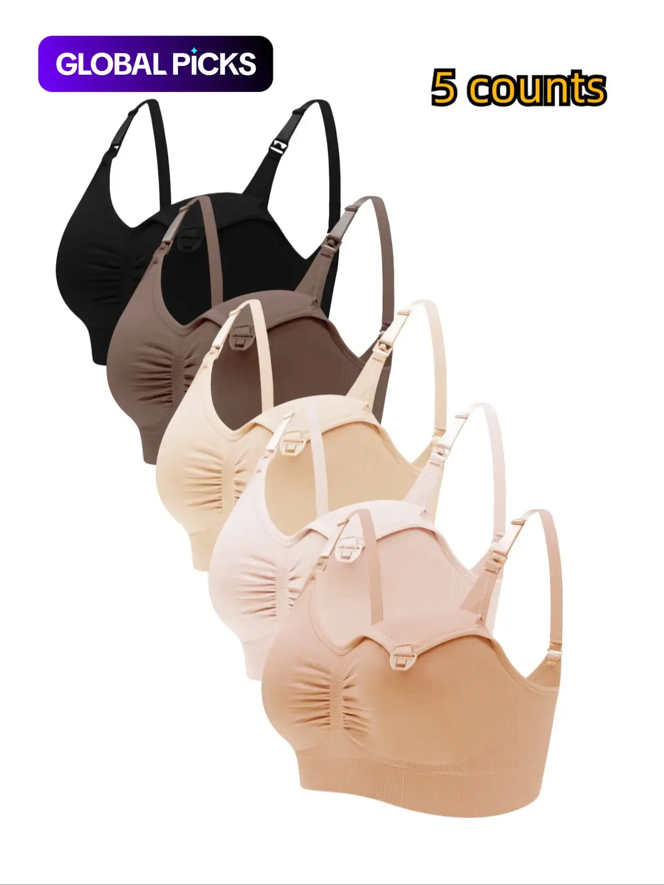 Women's Solid Ruched Adjustable Strap Nursing Bra, Seamless Padded Wireless Pregnancy Maternity Bra, Maternity Lingerie for Daily Wear, Maternity Bras For Pregnancy, Maternity Underwear