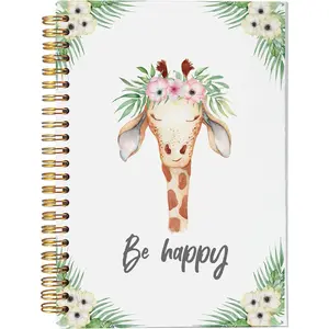 Be Happy  Giraffe Notebook - Cute Notebook for Women Girls, Giraffe Gifts for Women, Cute Giraffe Gifts, Spiral Notebook 5.5x8.3,Writing Notebooks