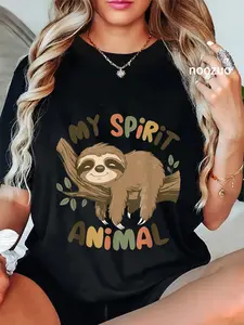 100% Cotton Unisex Sloth My Spirit Animal Graphic Funny Sloth Funny Sarcastic T-Shirt