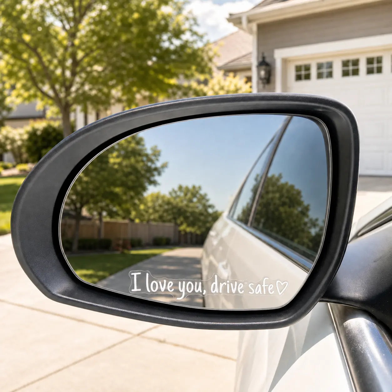 6/12PCS I Love You Drive Safe Clear Rearview Mirror Stickers, Easy Peel-and-Stick Car Mirror Decals, Black White Pink, Safe Driving Reminder