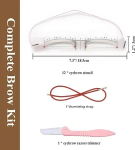 Eyebrow Stencil Shaper Kit, 12 Pieces Reusable Eyebrow Shapers Template Stencils with 1 Straps and 1 Eyebrow Razor Trimmer, DIY Eyebrow Stamp Kit for Grooming and Drawing Brows for 3 Minutes Makeup