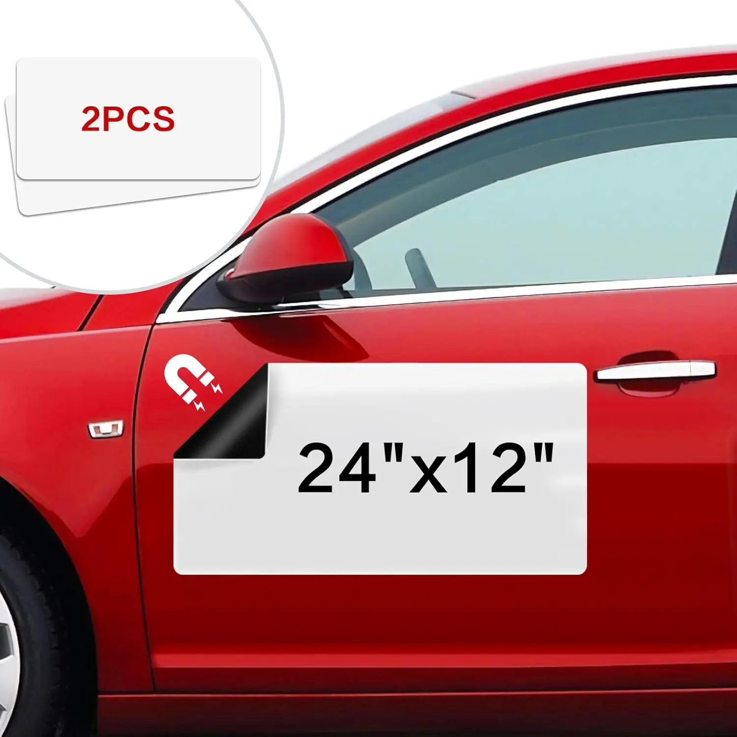 Blank Car Magnets, " x ",  Pack Car Door Magnets Signs for Vehicle, Rounded Corners Blank White Flexible Magnet Sheet Stickers for Car to Advertise Business and Personalized Decal