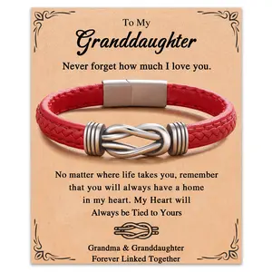 Forever Linked Together Leather Bracelet for Daughter Granddaughter Niece Birthday Thanksgiving Day Christmas Valentine's Day Mothers Day Gifts for Her