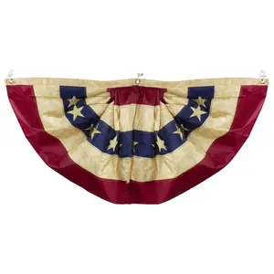 Northlight Tea-Stained Pleated Bunting AmericanFlag 48"x24"
