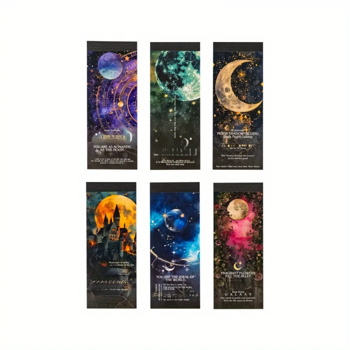 6 models, a 50 piece moon and starry sky theme bronzing material book retro style kraft paper material DIY handbook decoration scrapbook material book
