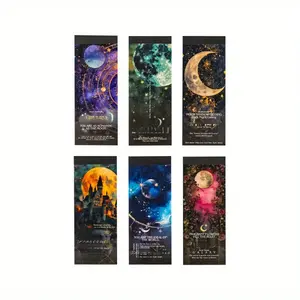 6 models, a 50 piece moon and starry sky theme bronzing material book retro style kraft paper material DIY handbook decoration scrapbook material book