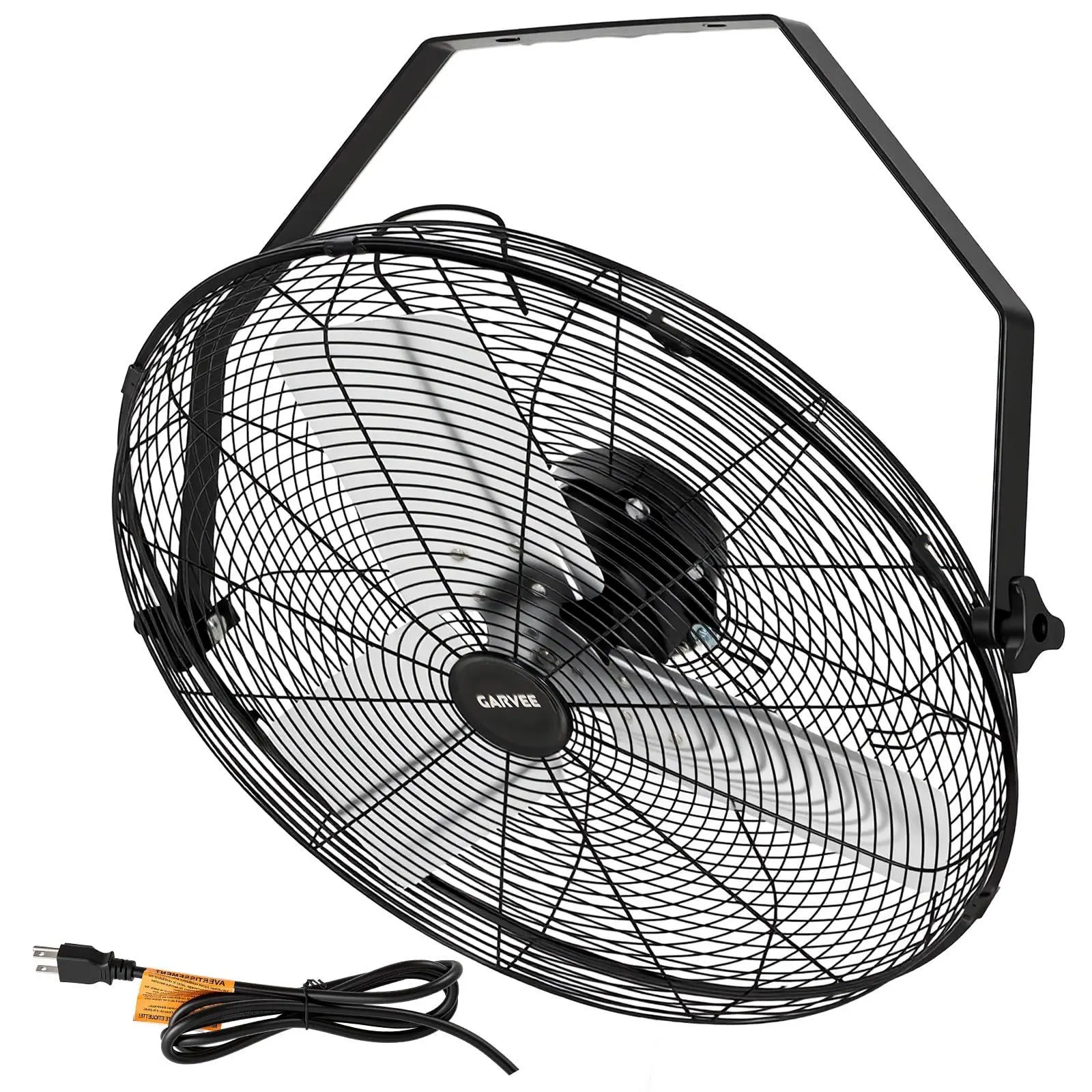 GARVEE 24 Inch Wall Mount Fan, 7000 CFM 3 Speeds IP44 Waterproof Fan with 360° Tilt Head, Heavy-Duty Aluminum Blades High Velocity Industrial Fan for Outdoor, Warehouse, Greenhouse, Commercial