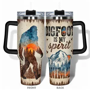 1pc 40oz/30oz/22oz/20oz Water Bottle, Insulated Stainless Steel Tumbler, Insulated Water Bottles, Drinkware Flasks, Funny Bigfoot Design, Double-layer Insulation, Leakproof, Large Capacity, Ideal for Gym, Hiking, Travel, Birthday & Christmas Gifts