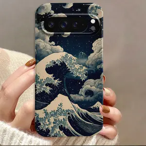 Night Sky Full Moon Wave Film Hard Protective Aesthetic Phone Case Suitable for Google Pixel 9 Pro XL/9 Pro 5G/9/ 8 Pro/ 8/ 8A/ 7 Pro/ 7/ 7a/10/10 Pro/10 Pro XL, The Perfect Smart Phone Cover Gift for Birthdays, Boys & Girls