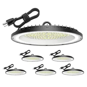 6 Pack 45000LM UFO LED High Bay Lights, 300W LED Shop Lights,  Equivalent Warehouse Lights 6000K, IP65 Waterproof Industrial Commercial Lighting Fixtures for Workshop Barn Garage,5FT Power Cord， Non-dimmable