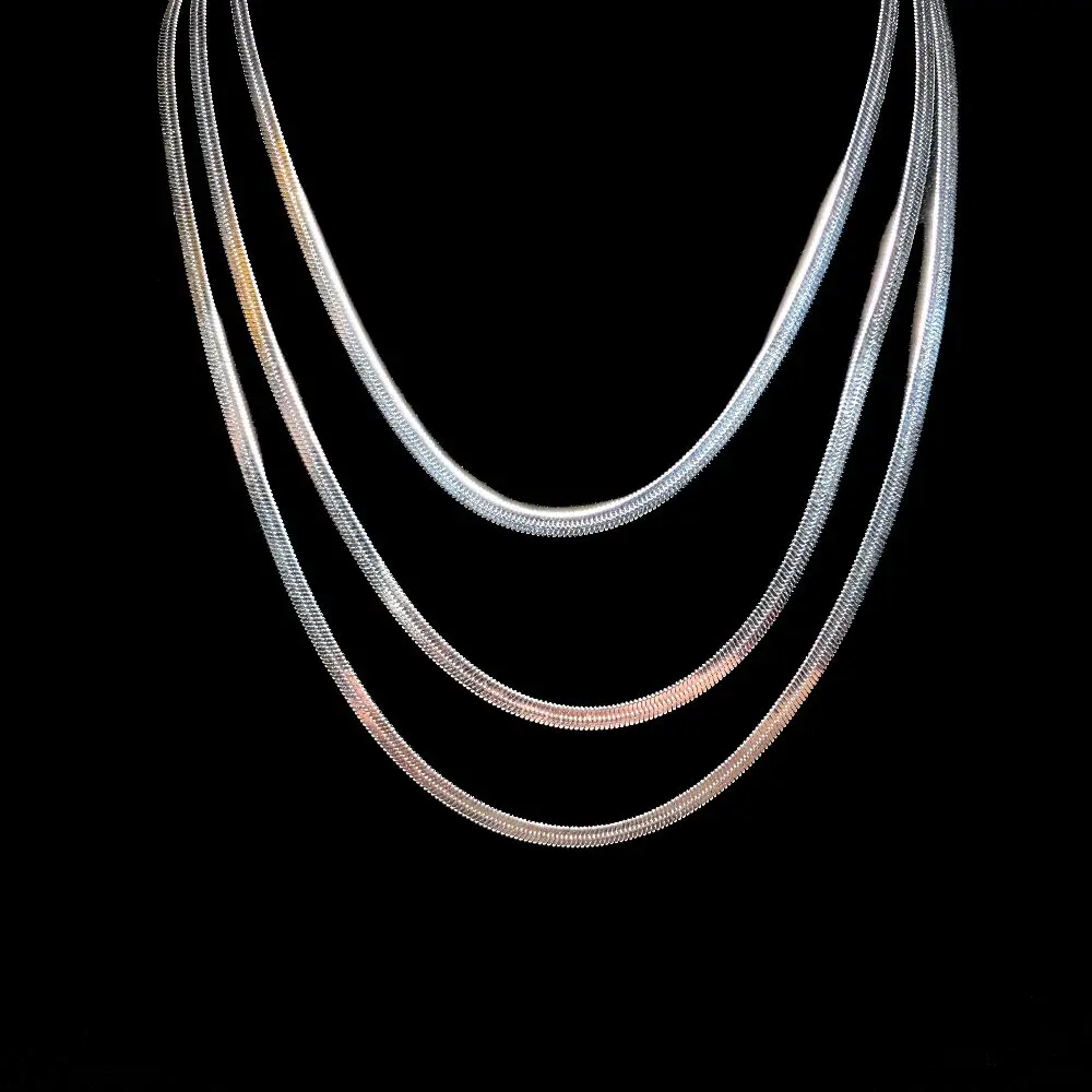 Flat Stainless Steel Necklace - 1-Piece, Modern Design, Minimalist, Chic Fashion Jewelry