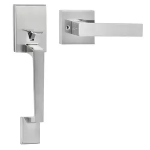 【FathersDayGift】VEVOR Front Door Handle, Square Entry Handle Set with Lever, No Lock, Adjustable Hole Space, Zinc Alloy Die-Casting, Reversible for Right and Left Handed Entrance and Front Doors, Satin Nickel