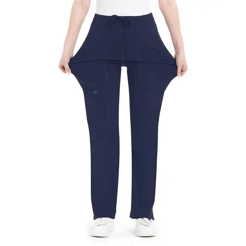 Yoga Scrub Pants for Women - 4-Way Stretch Fabric with 5 Pockets, Mid Rise Flared Leg Work Pants Featuring a Cargo Pocket Activewear Look Athleisure Bottoms Gym Fitness Sportswear High Waisted Athletic