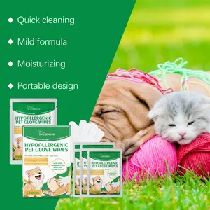 Yegbong Pet Disposable Cleaning Gloves Dog Cat Hair And Skin Gentle Cleaning Care Gloves Quick drying no residual moisture