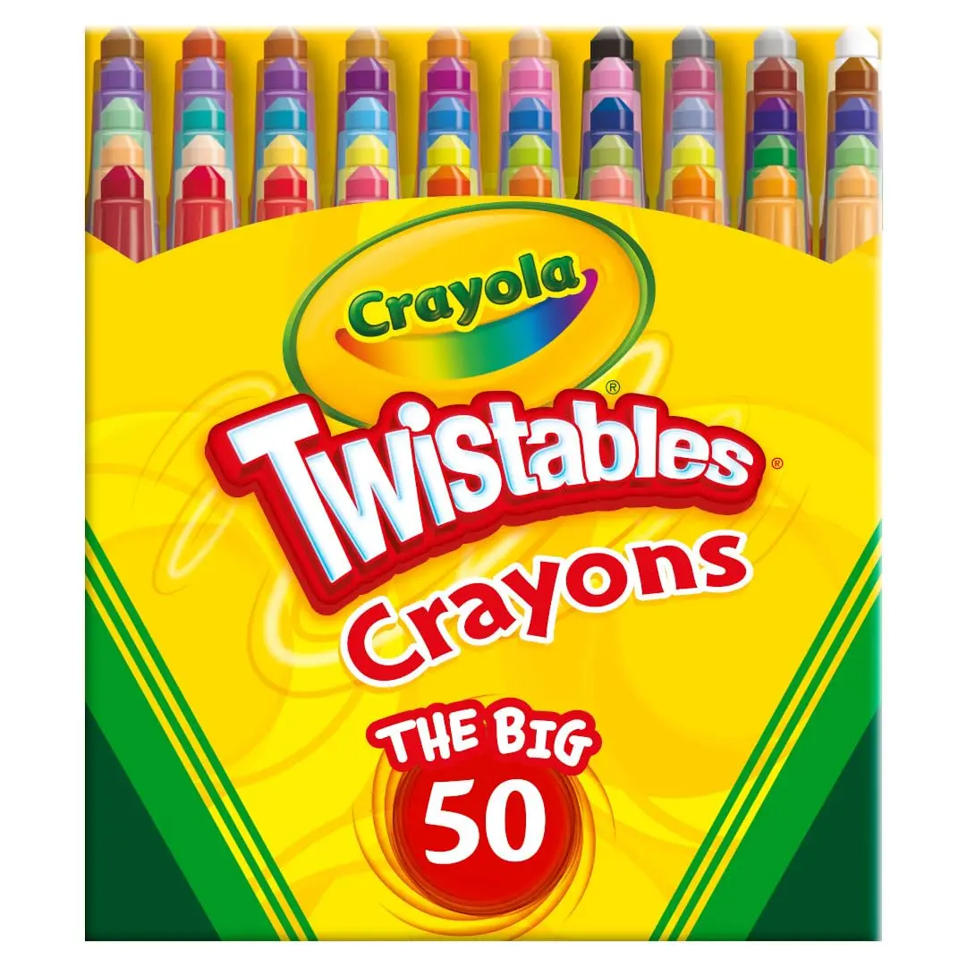 (A)Crayola Mini Twistables Crayons for Kids (50 Count) – No Peel Toddler Crayons, Stocking Stuffers & Holiday Gifts, Arts & Crafts Supplies, Ages 3+