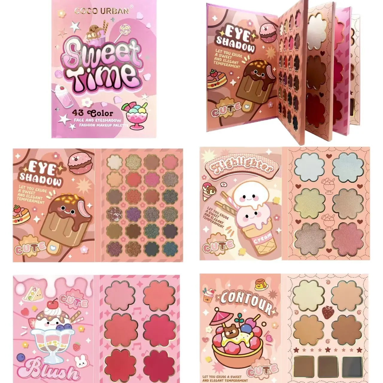 All-in-one 4-layer Makeup Palette Set with 43 colors for full face makeup, Beauty Sets, Makeup Combo, Cosmetic Set. Slim and easy to carry. Versatile for daily looks, travel and gift giving on festivals