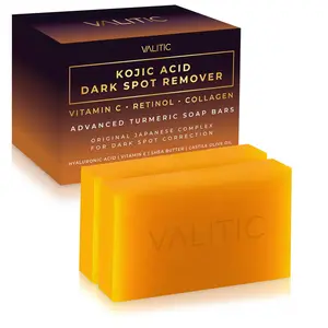 Dark Spot Remover Soap Bars with Vitamin C, Retinol, Collagen, Turmeric - Original Japanese Complex Infused with Hyaluronic Acid, Vitamin E, Shea Butter, Castile Olive Oil (2 Pack)