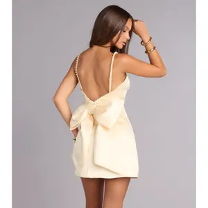 Denise Satin Bow A-Line Mini Dress